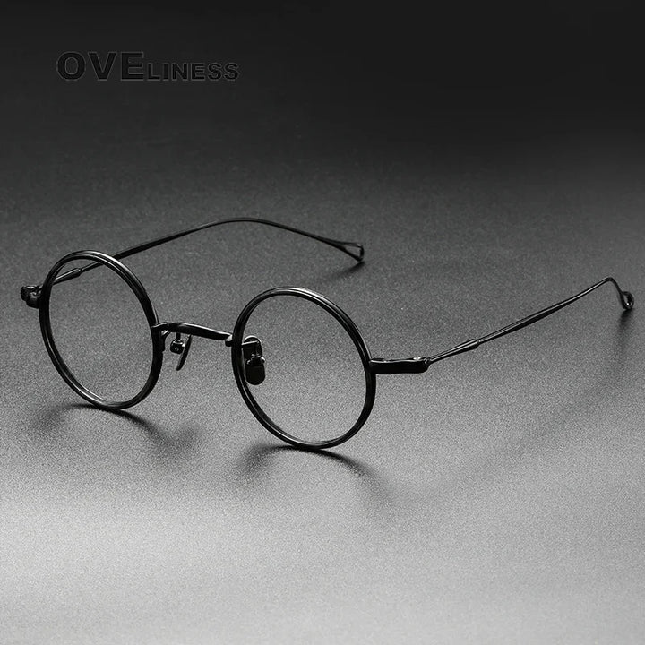 Oveliness Unisex Full Rim Round Titanium Acetate Eyeglasses O2208 Full Rim Oveliness black  