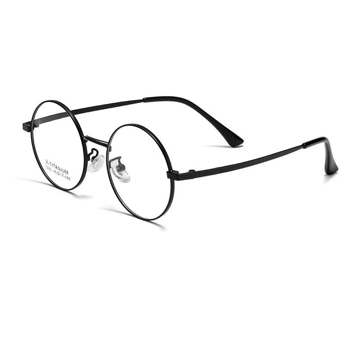 KatKani Unisex Full Rim Small Round Alloy Eyeglasses 1026th Full Rim KatKani Eyeglasses Black  