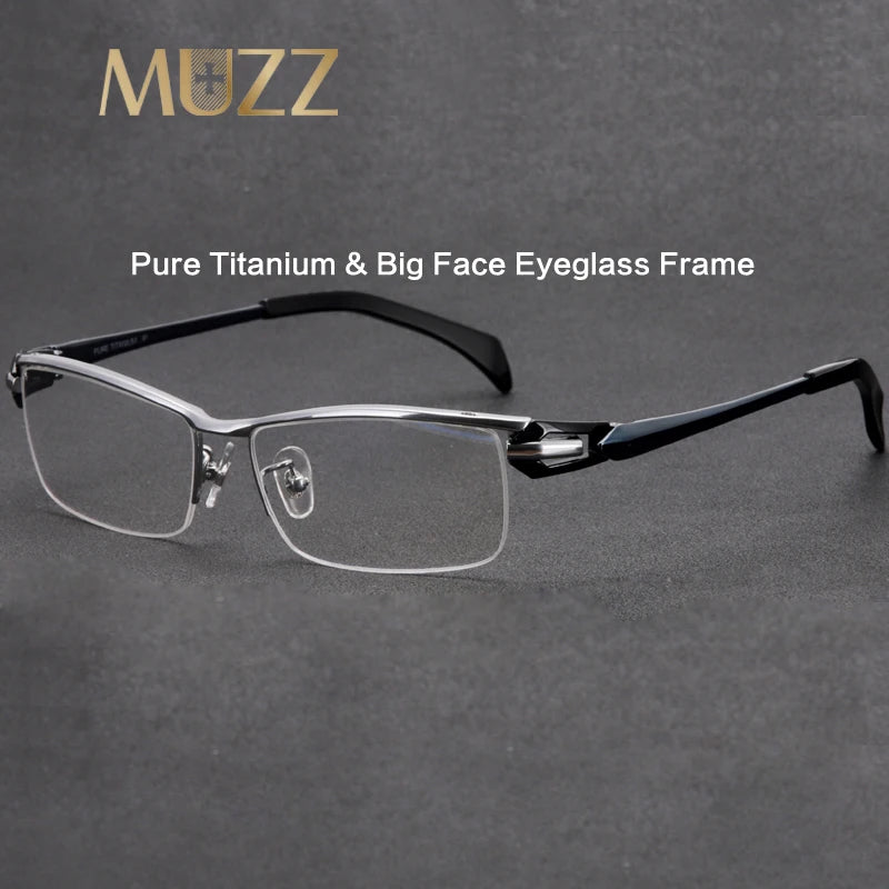 Muzz Unisex Semi Rim Square Brow Line Titanium Acetate Eyeglasses 4984 Semi Rim Muzz