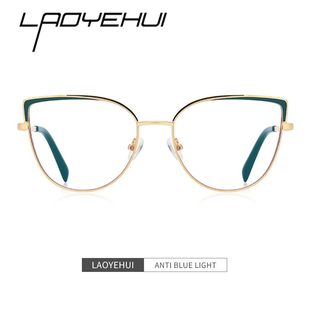 Laoyehui Women's Full Rim Square Cat Eye Alloy Reading Glasses L3103 Reading Glasses Laoyehui   