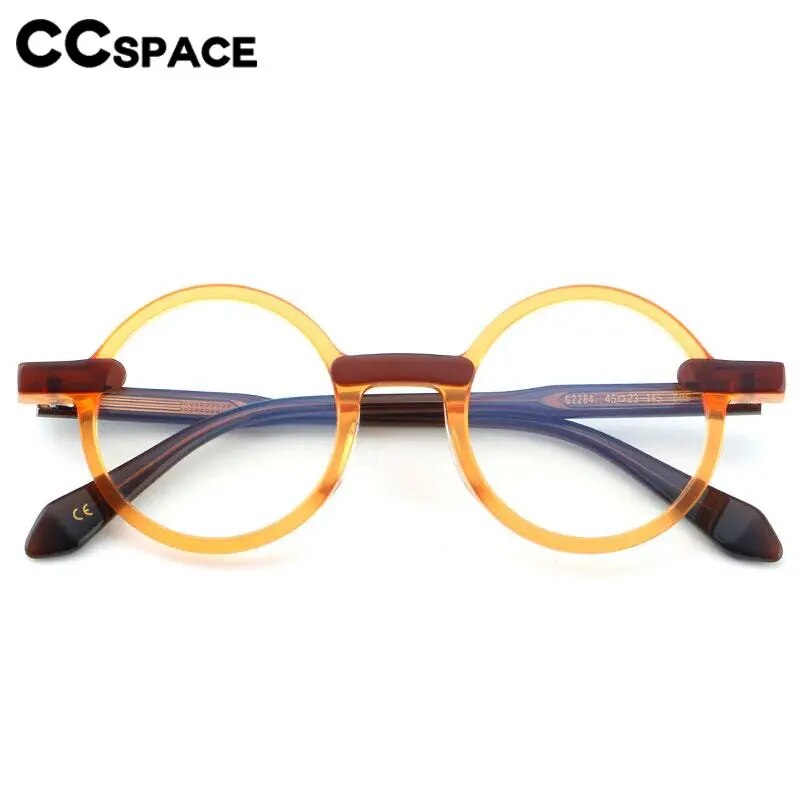 CCSpace Unisex Full Rim Round Acetate Eyeglasses 56994 Full Rim CCspace   