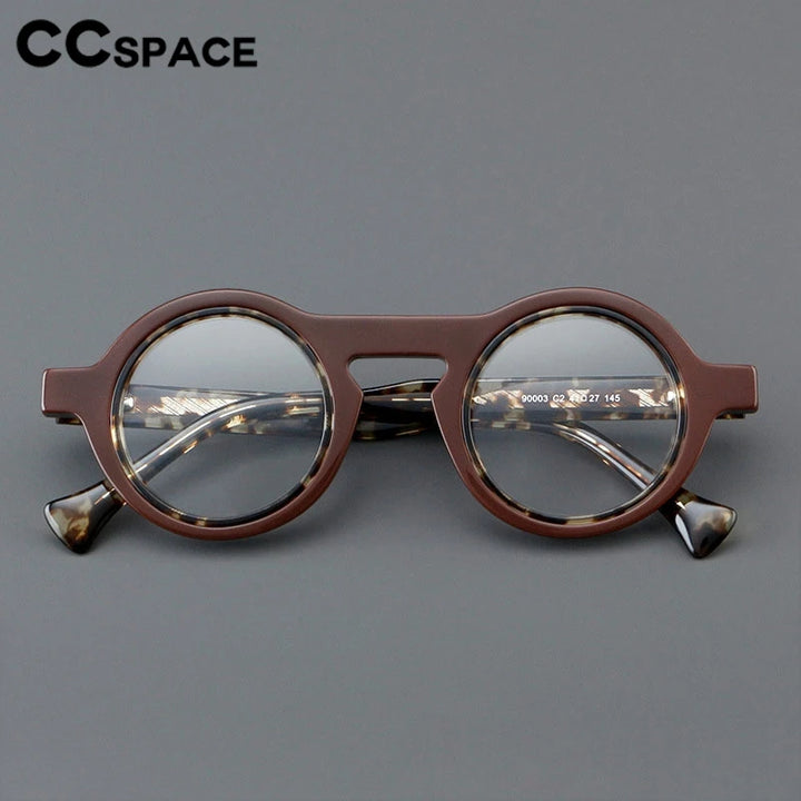 CCspace Unisex Full Rim Round Acetate Eyeglasses 300968 With Clip Ons CCSpace   