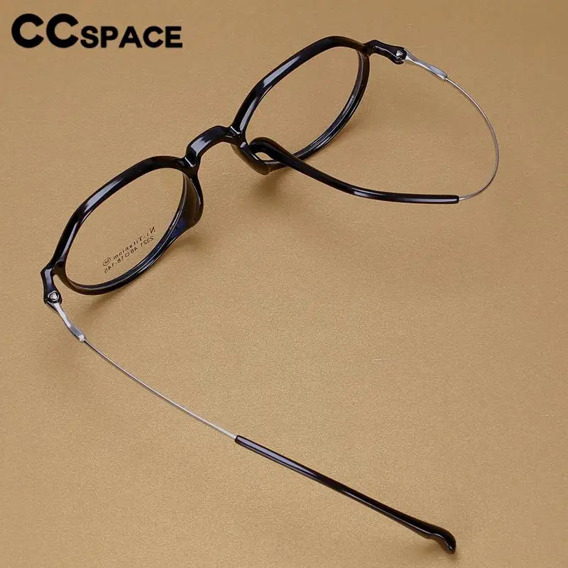 CCspace Unisex Full Rim Round Tr 90 Titanium Eyeglasses 57100 Full Rim CCspace   