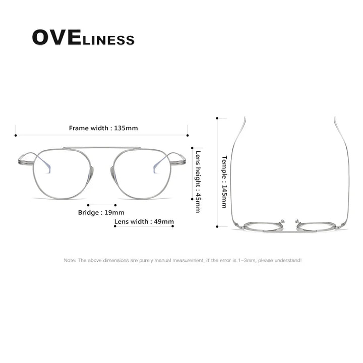 Oveliness Unisex Full Rim Flat Top Square Titanium Eyeglasses 9503 Full Rim Oveliness   