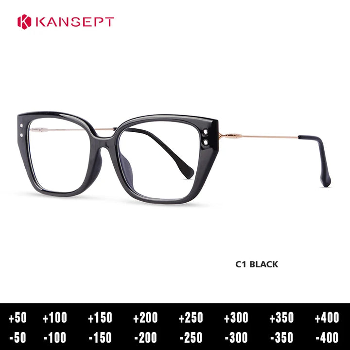 Kansept Women's Full Rim Square Tr 90 Alloy Reading Glasses 45771