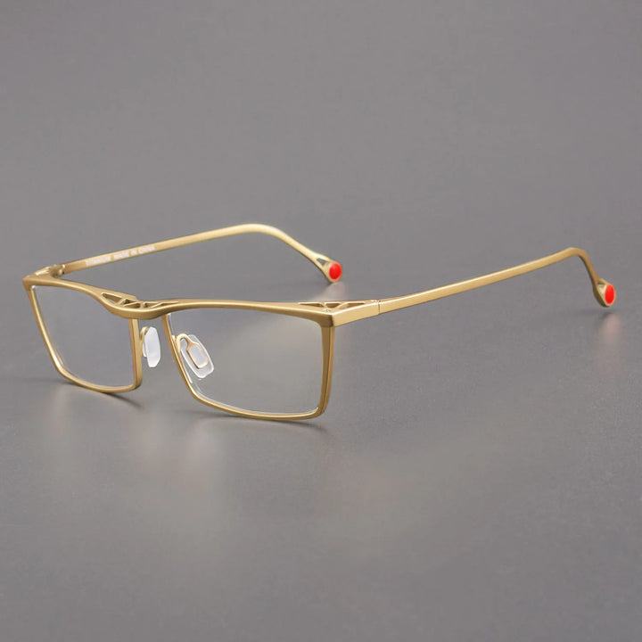 Muzz Mens Full Rim Square Titanium Eyeglasses 212 Full Rim Muzz Gold  