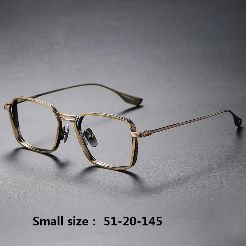 Aimee Unisex Full Rim Square Double Bridge Titanium Eyeglasses 4125 Full Rim Aimee Bronze Small  