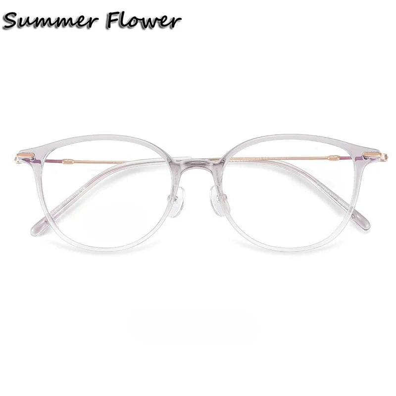 Summer Flower Unisex Full Rim Square Tr 90 Titanium Eyeglasses 618262