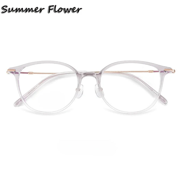 Summer Flower Unisex Full Rim Square Tr 90 Titanium Eyeglasses 618262
