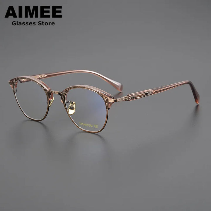 Aimee Unisex Full Rim Square Titanium Acetate Eyeglasses 5051 Full Rim Aimee Brown  