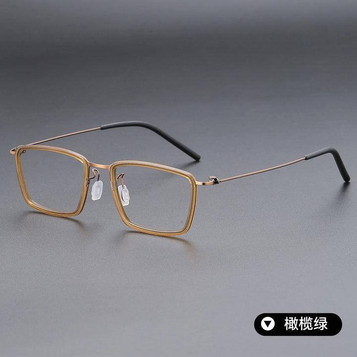 Bclear Unisex Full Rim Polygon Square Acetate Titanium Eyeglasses 639853