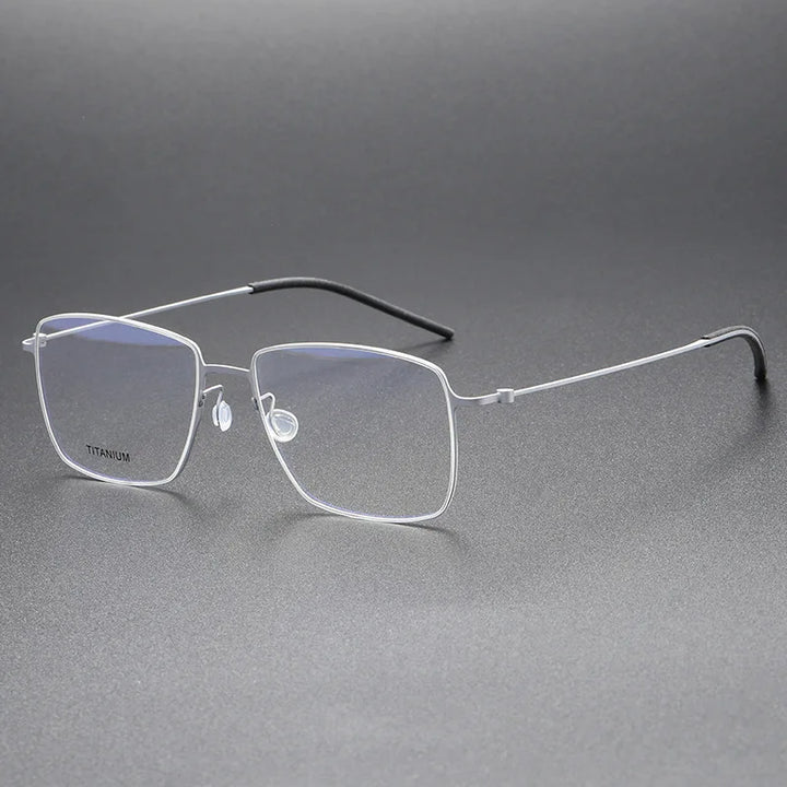 Black Mask Unisex Full Rim Screwless Square Titanium Eyeglasses 5508 Full Rim Black Mask Silver  