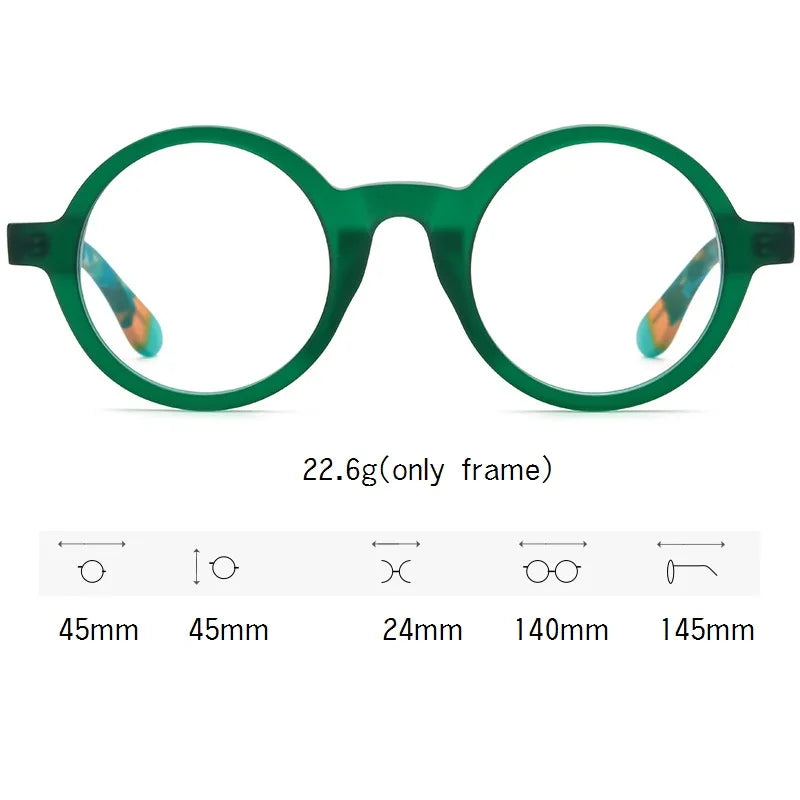 Cubojue Unisex Full Rim Round Acetate Reading Glasses 19270 Reading Glasses Cubojue   