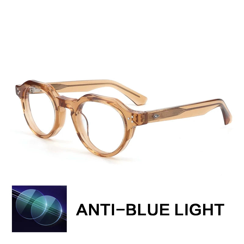 Gatenac Unisex Full Rim Flat Top Round Acetate Reading Glasses G66301