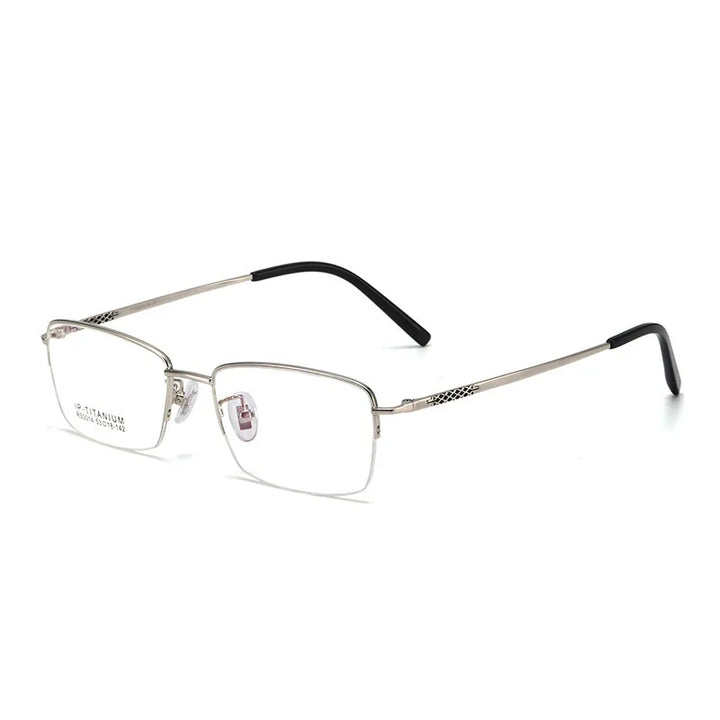 Brightzone Unisex Semi Rim Oval Square Titanium Eyeglasses 81200 Semi Rim Brightzone Silver