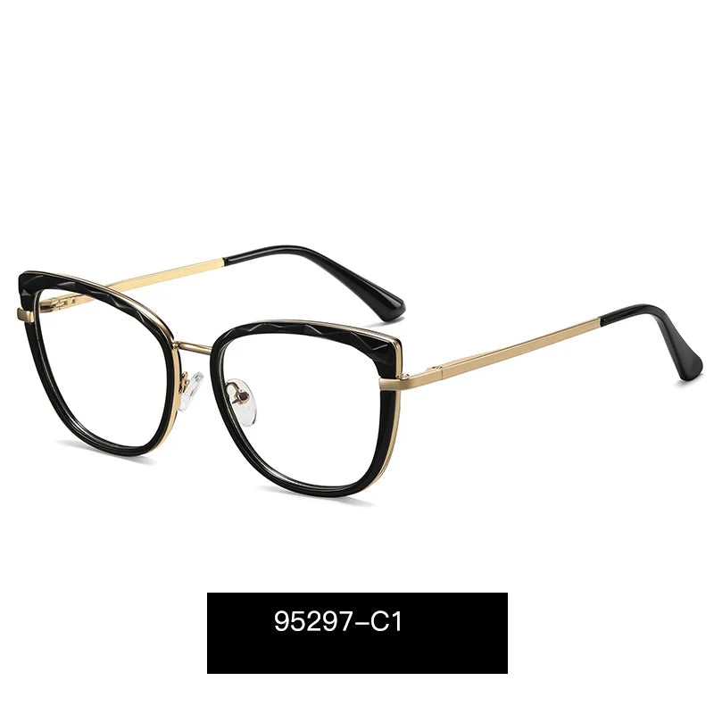 Handoer Women's Full Rim Square Cat Eye Tr 90 Alloy Eyeglasses 95297