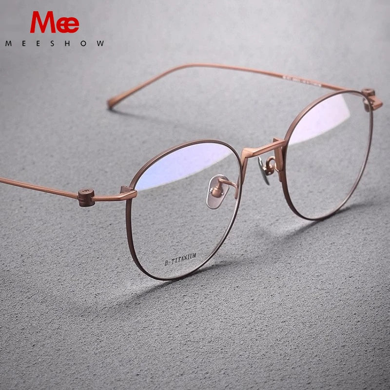 Meeshow Women's Full Rim Round Oval Titanium Eyeglasses 98871