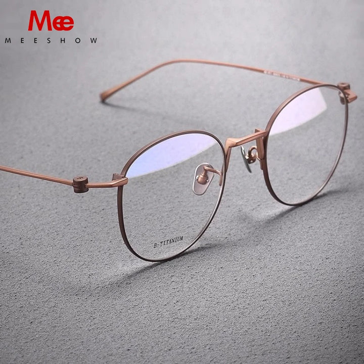 Meeshow Women's Full Rim Round Oval Titanium Eyeglasses 98871