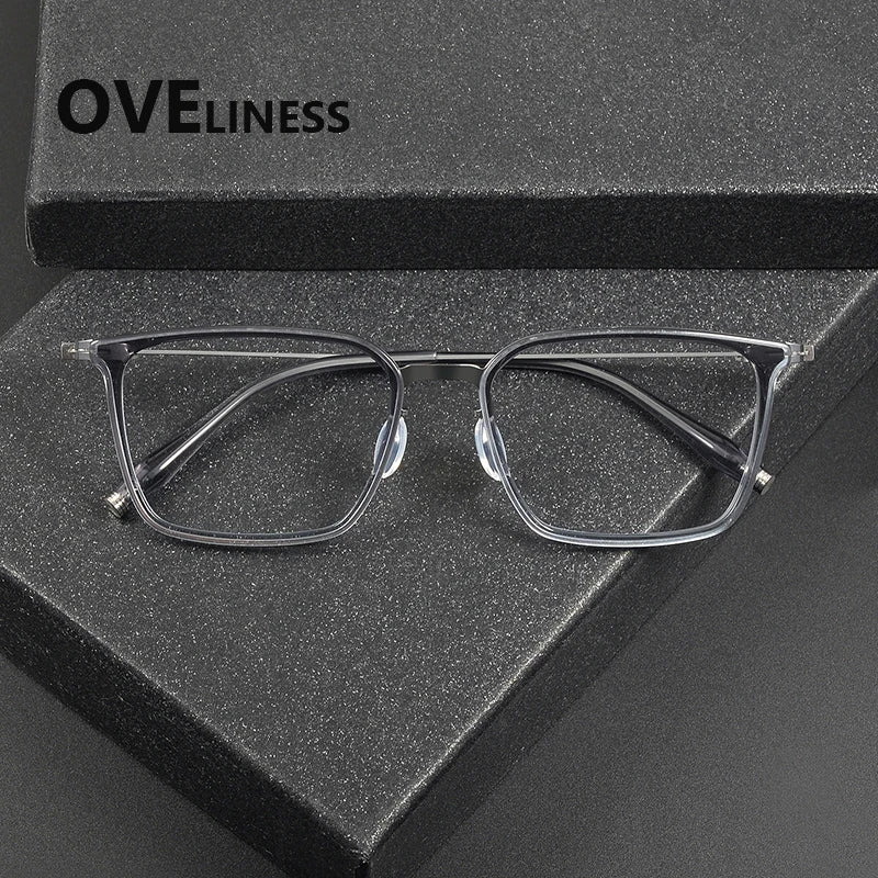 Oveliness Unisex Full Rim Square Titanium Acetate Eyeglasses 22504