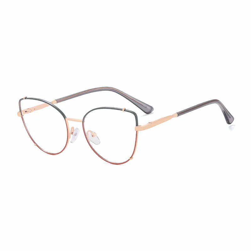 Ralferty Women's Full Rim Cat Eye Alloy Eyeglasses R81199 Full Rim Ralferty C8 Gray Green CHINA 