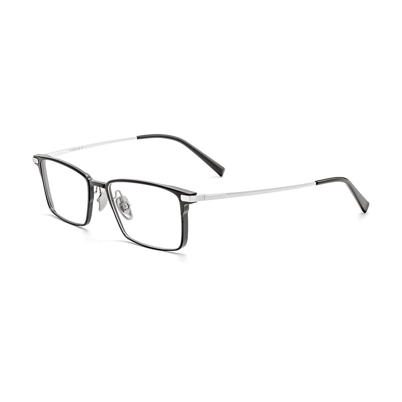 Yimaruili Men's Full Rim Square Aluminum Magnesium Titanium Eyeglasses L8925m Full Rim Yimaruili Eyeglasses Black Silver  
