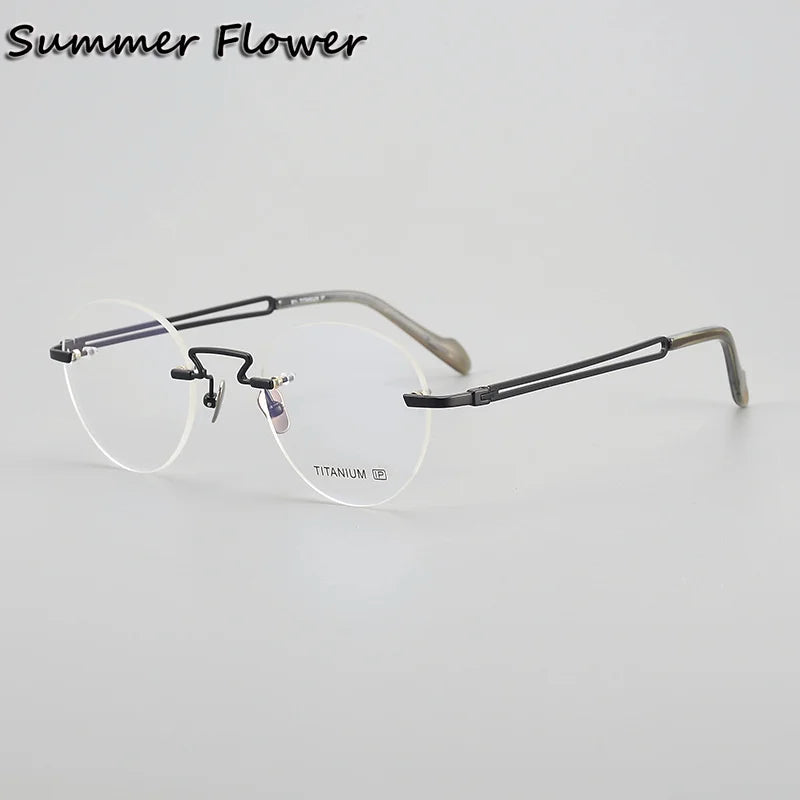 Summer Flower Women's Rimless Round Titanium Eyeglasses 619063