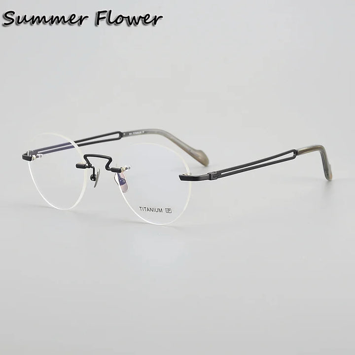 Summer Flower Women's Rimless Round Titanium Eyeglasses 619063