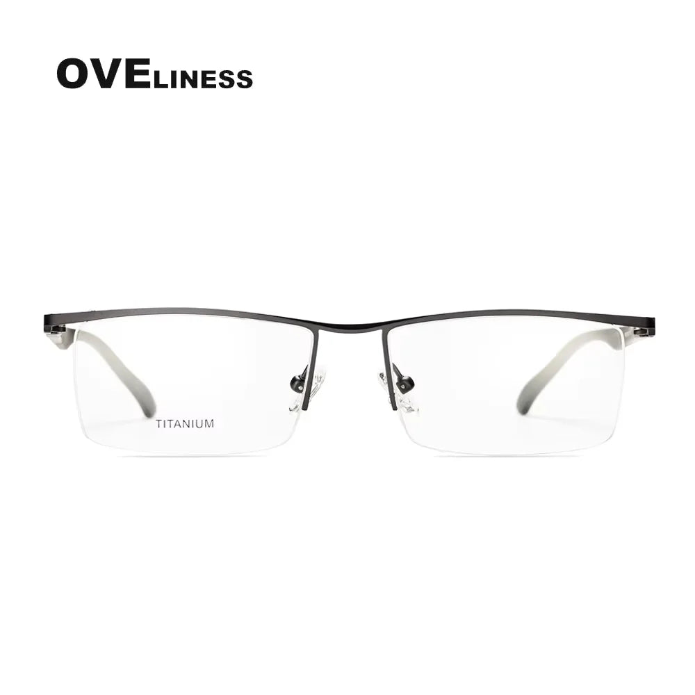 Oveliness Men's Semi Rim Square Brow Line Alloy Eyeglasses 328831