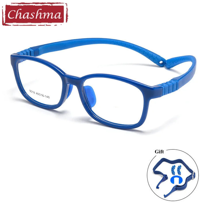 Chashma Ottica Unisex Youth Full Rim Square Tr 90 Titanium Eyeglasses 9018 Full Rim Chashma Ottica Dark Blue  