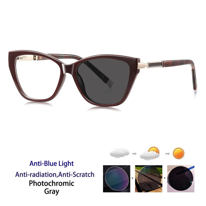 Kocolior Women's Full Rim Cat Eye Acetate Photochromic Reading Glasses 72209