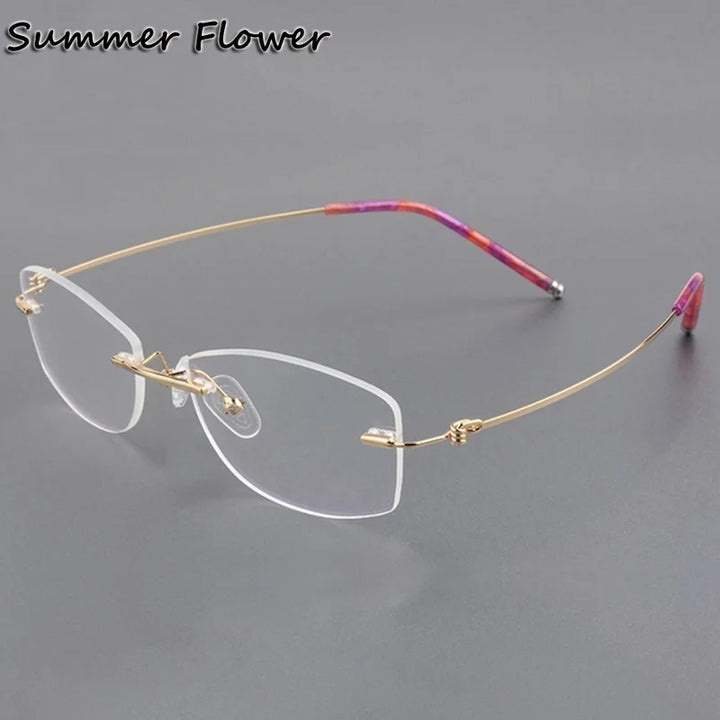 Summer Flower Women's Rimless Square Oval Titanium Eyeglasses 68587