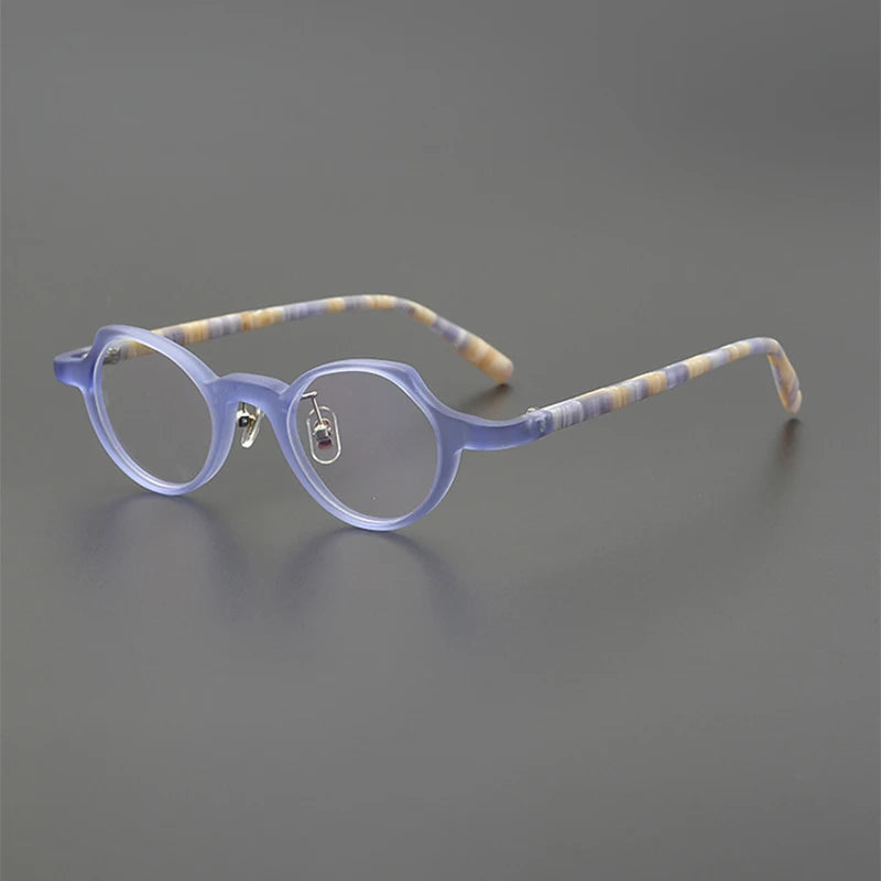 Gatenac Unisex Full Rim Cat Eye Polygon Acetate Eyeglasses Gxyj1210 Full Rim Gatenac Matte Blue  