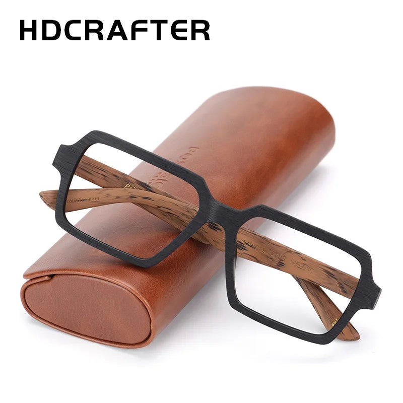 Hdcrafter Unisex Full Rim Square Acetate Titanium Eyeglasses 29019