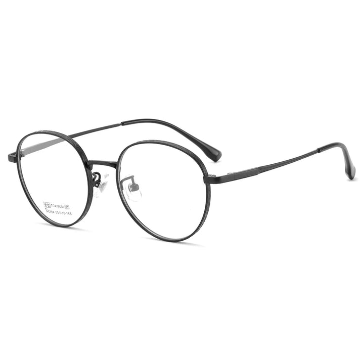 Bclear Unisex Full Rim Small Round Titanium Eyeglasses 6984 Full Rim Bclear black  