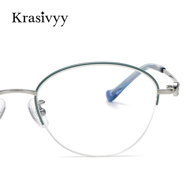 Krasivyy Women's Semi Rim Oval Round Titanium Eyeglasses 446002 Semi Rim Krasivyy   