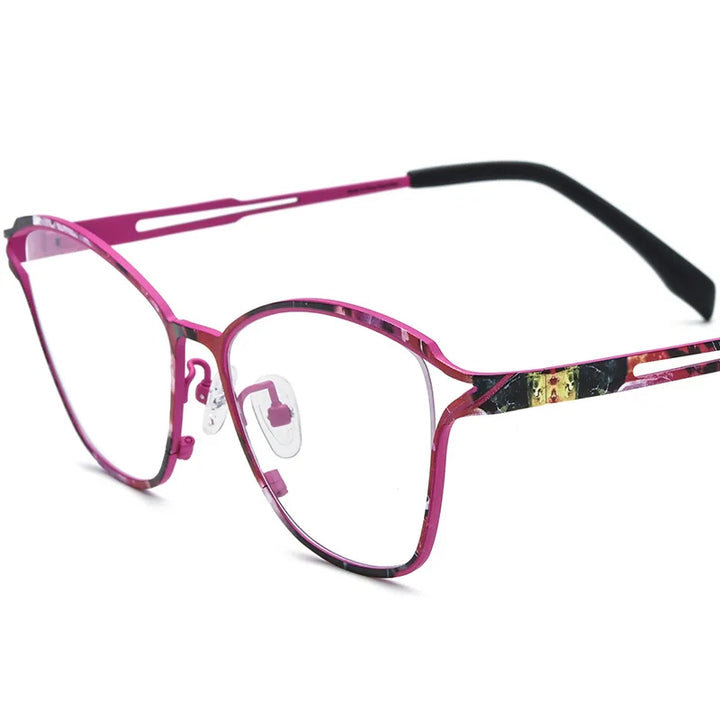 Nobler Women's Full Rim Brow Line Cat Eye Titanium Eyeglasses 185922