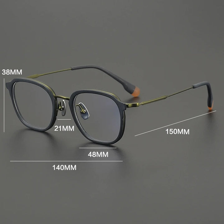 Gatenac Unisex Full Rim Square Acetate Titanium Eyeglasses Gxyj2805