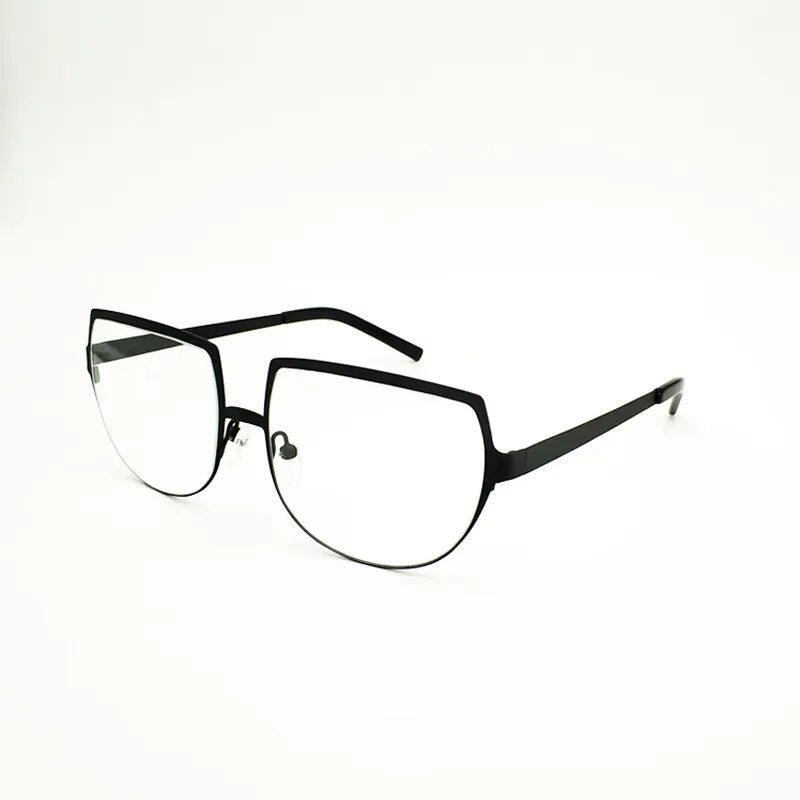 Yujo Unisex Full Rim Flat Top Round Stainless Steel Cosplay Eyeglasses Full Rim Yujo   