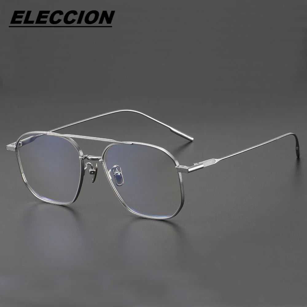 Eleccion Unisex Full Rim Square Double Bridge Titanium Eyeglasses 45445