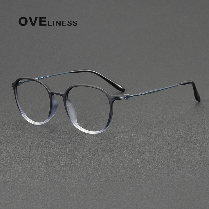 Oveliness Unisex Full Rim Oval Square Acetate Titanium Eyeglasses 8666 Full Rim Oveliness black blue  