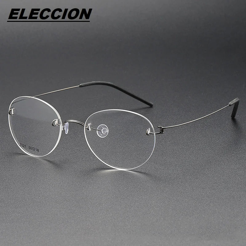 Eleccion Women's Rimless Oval Screwless Titanium Eyeglasses 42221