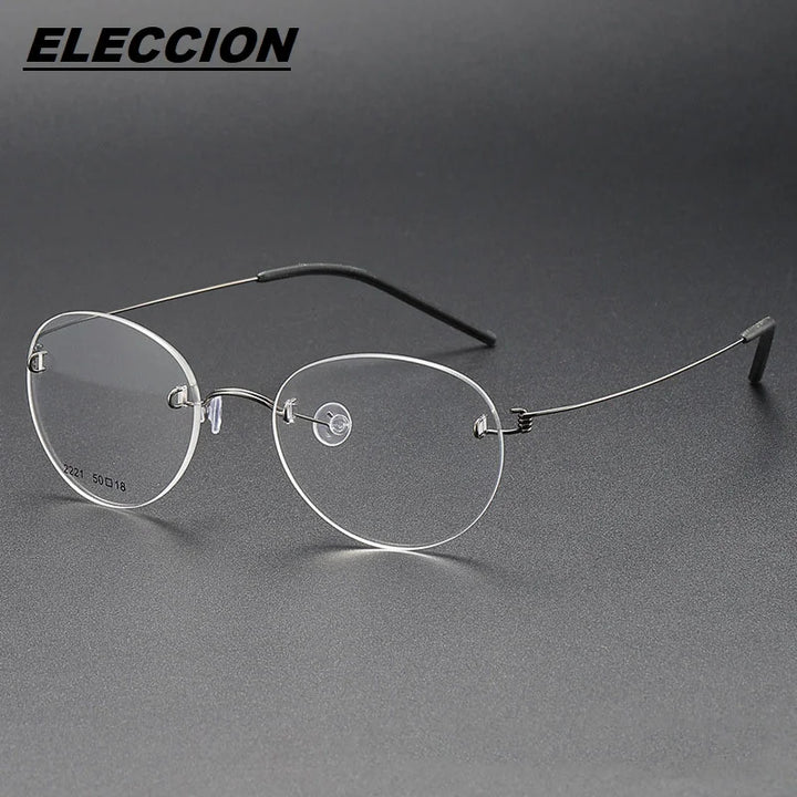 Eleccion Women's Rimless Oval Screwless Titanium Eyeglasses 42221