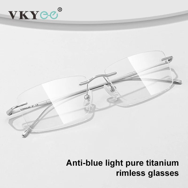 Vicky Unisex Rimless Rectangle Titanium Reading Glasses V6032 Reading Glasses Vicky   