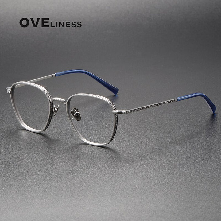 Oveliness Unisex Full Rim Square Titanium Eyeglasses M3101 Full Rim Oveliness silver grey  