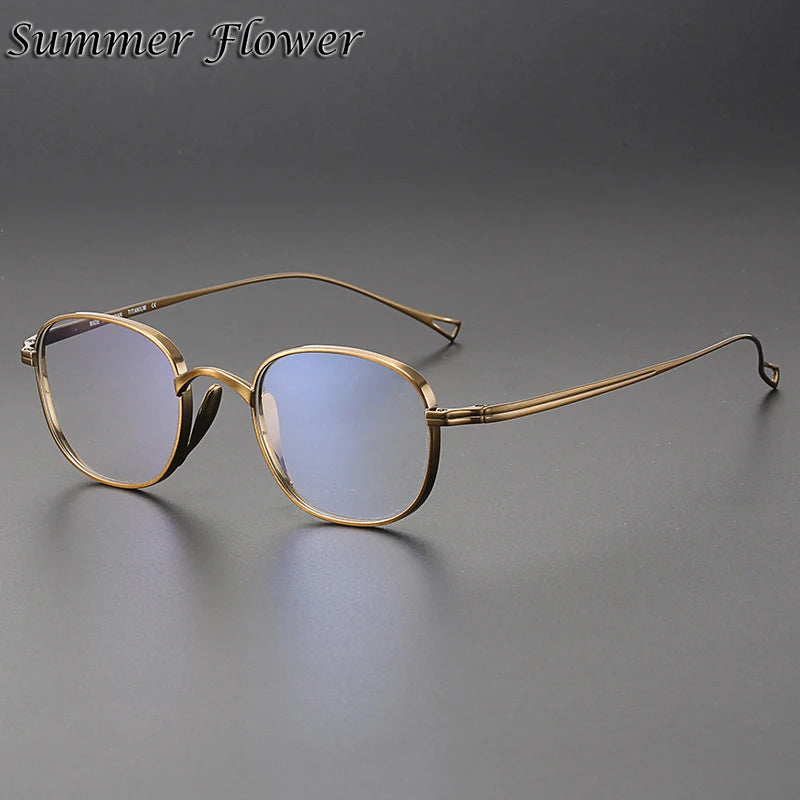 Summer Flower Unisex Full Rim Square Oval Titanium Eyeglasses 842114 Full Rim Summer Flower Bronze