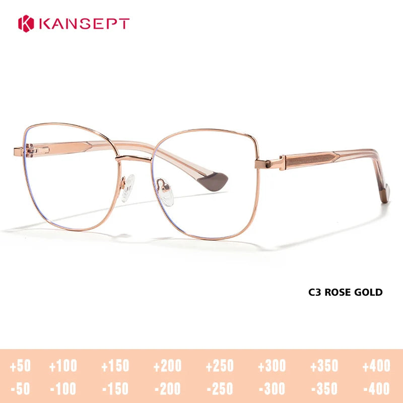 Kansept Women's Full Rim Oval Cat Eye Tr 90 Alloy Reading Glasses 68002