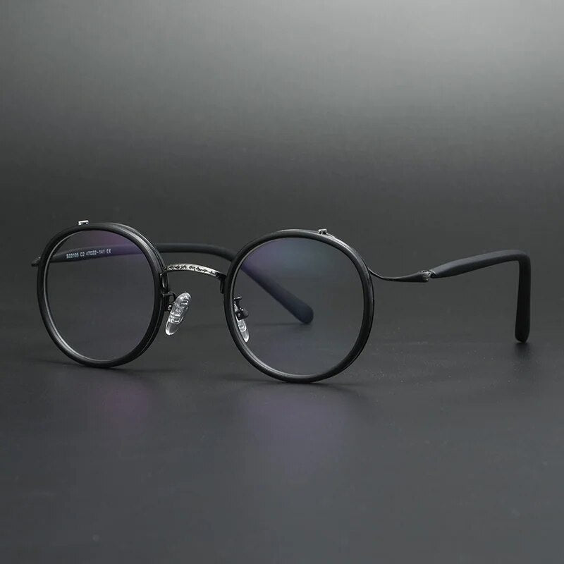 Cubojue Unisex Full Rim Round Tr 90 Titanium Reading Glasses 20G Reading Glasses Cubojue Black no function lens 0 