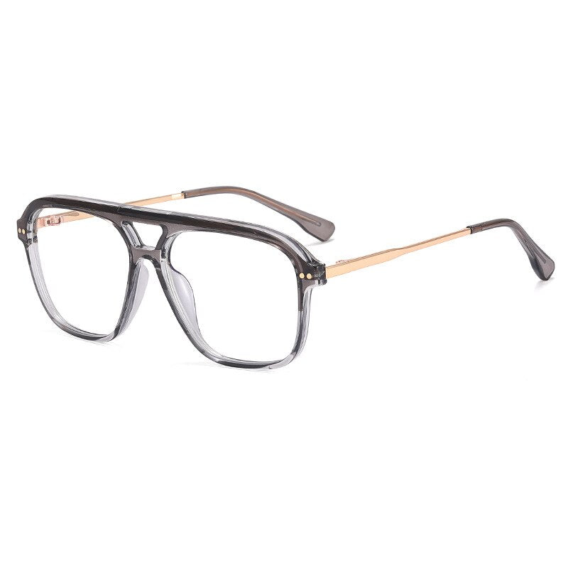 CCspace Unisex Full Rim Square Double Bridge Tr 90 Titanium Eyeglasses 56714 Full Rim CCspace C2Grey  