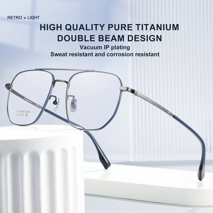 Vicky Women's Full Rim Square Double Bridge Titanium Reading Glasses V6137 Reading Glasses Vicky   