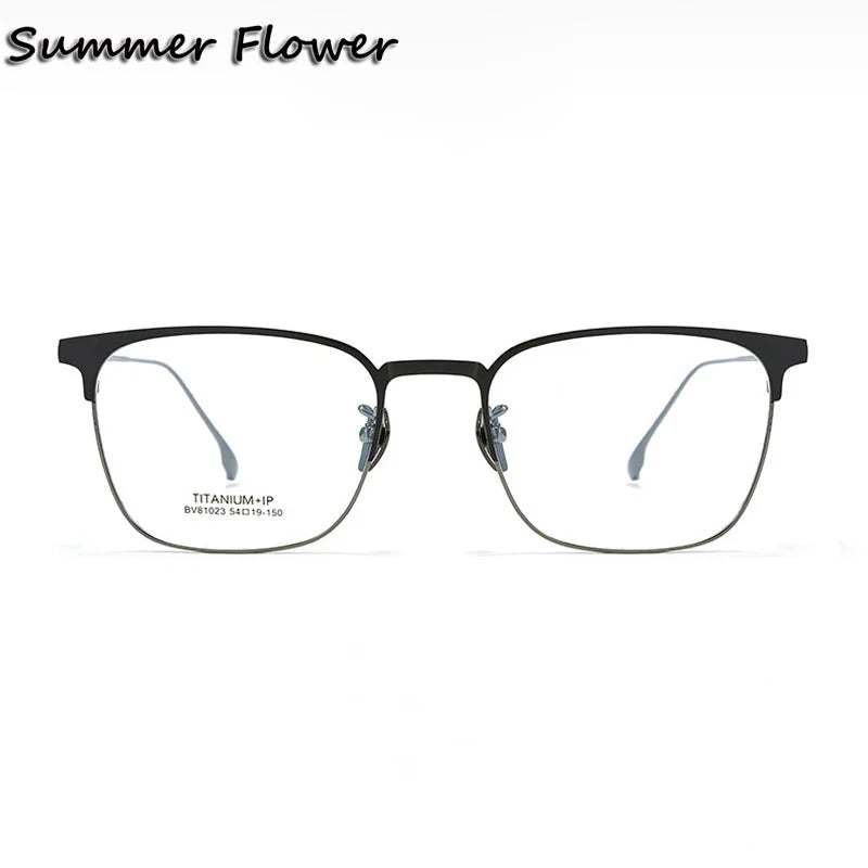 Summer Flower Unisex Full Rim Oval Square Titanium Eyeglasses 81023 Full Rim Summer Flower
